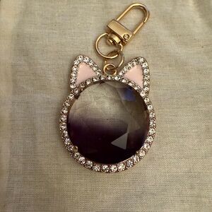 Cat Ear Crystal Keychain with Gold Accents